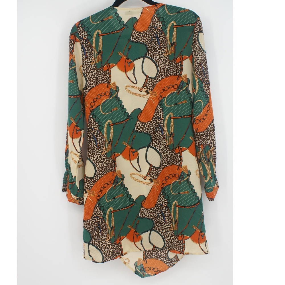Boohoo Green Satin Chain Print Twist Shift Dress US 8 New ZU1175470 Maximalism